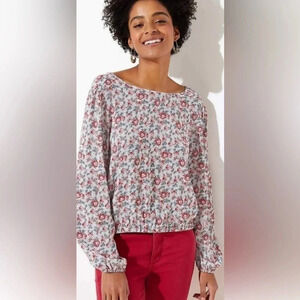 Loft Paisley Wrap Back Cropped Top Size L